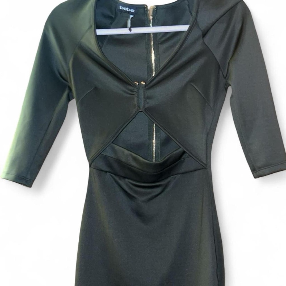 Bebe Olive Green Cutout Bodycon Dress XS Night Out Sexy Stretch